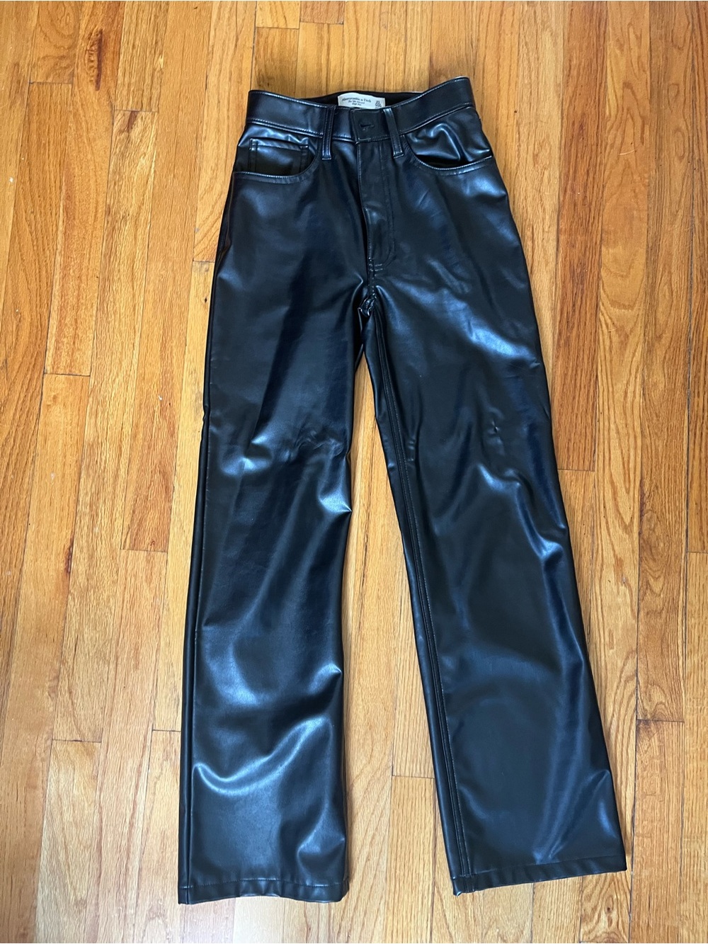 Abercrombie & Fitch Black Faux Leather 90s relaxed pant